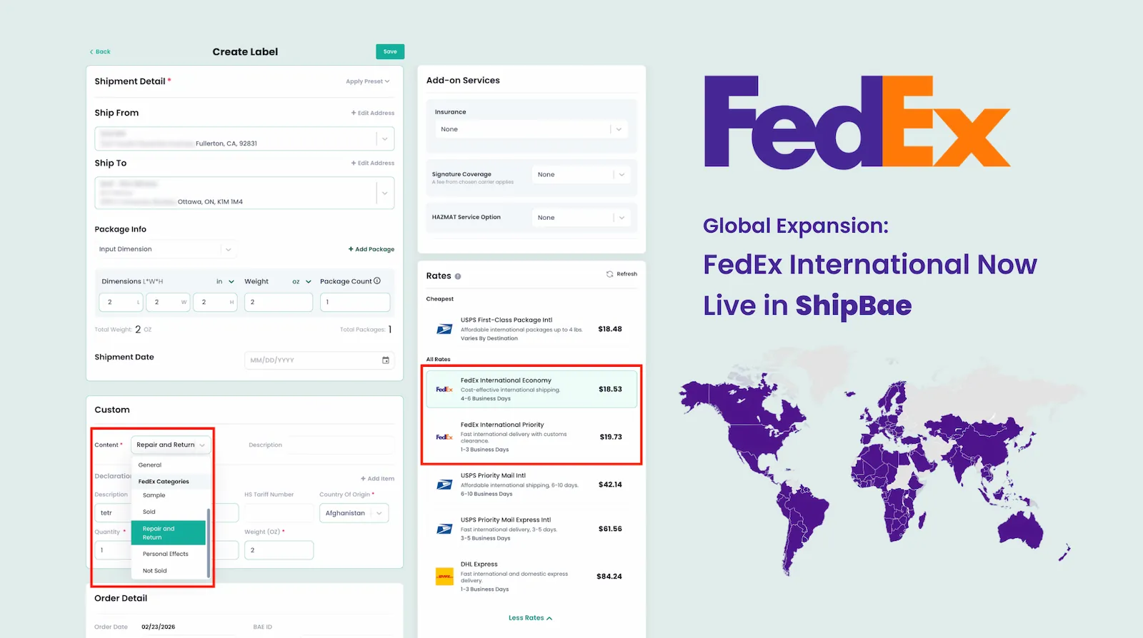 FedEx 국제 그래픽